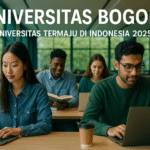 Mahasiswa Universitas Bogor sedang belajar di ruang kelas modern dengan suasana hijau dan digital di tahun 2025