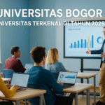 Mahasiswa Universitas Bogor belajar di ruang kelas modern digital tahun 2025 bersama dosen di depan layar interaktif